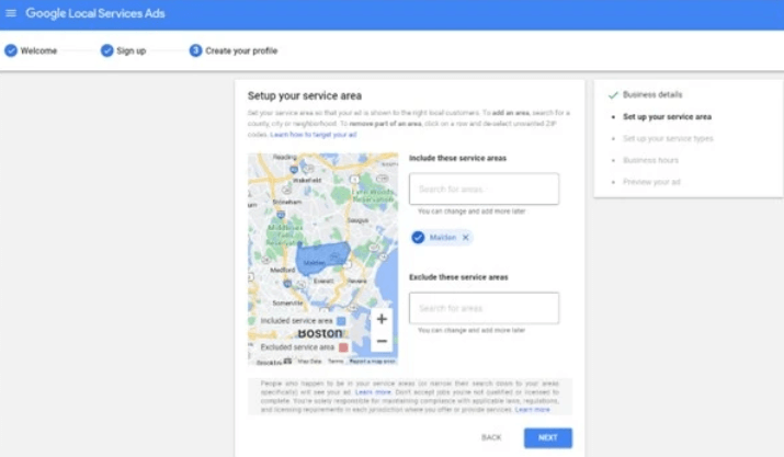 Définissez vos objectifs de localisation et vos exclusions.