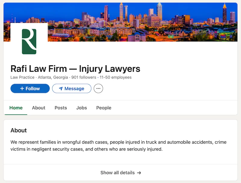 entreprise locale linkedin exemple cabinet d'avocats