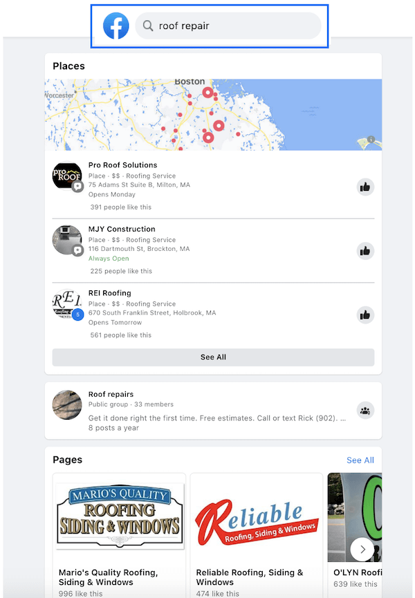 local social media marketing facebook listing