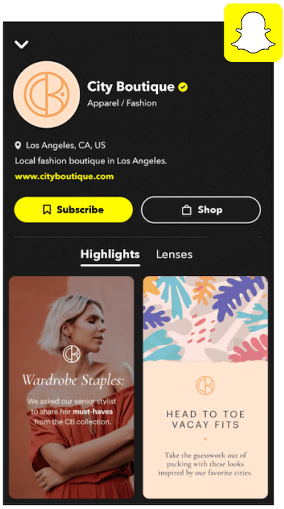 plan de marketing local sur les réseaux sociaux profil d'entreprise snapchat