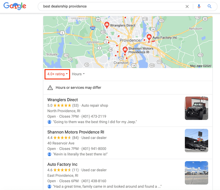 concessionnaire automobile google my business reviews