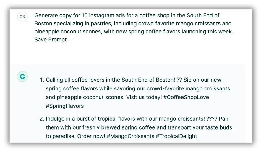 copy.ai exemple de copywriting