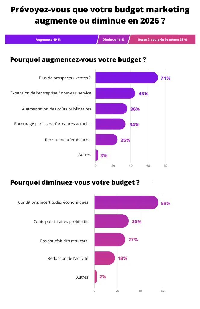 Prévoyez-vous que votre budget marketing augmente ou diminue en 2025 