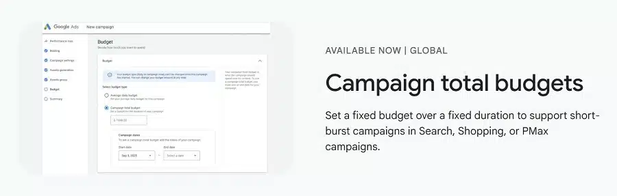 google ads budget campagne budget total